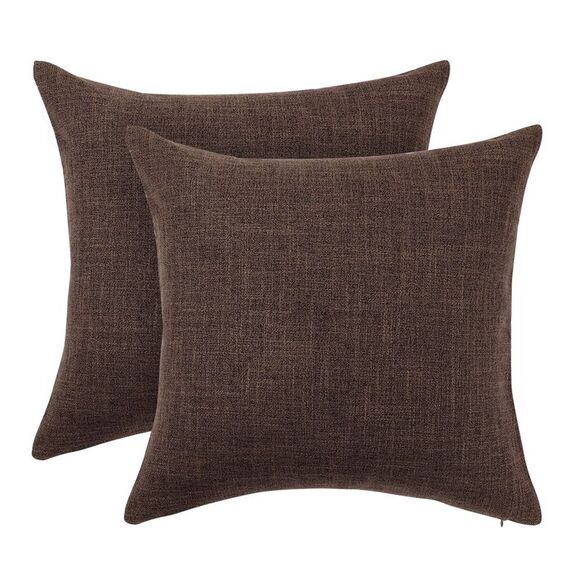 2pcs Linen Throw Pillow Covers Blank Cotton Square Cushion Cover Brown - Picture 1 of 6